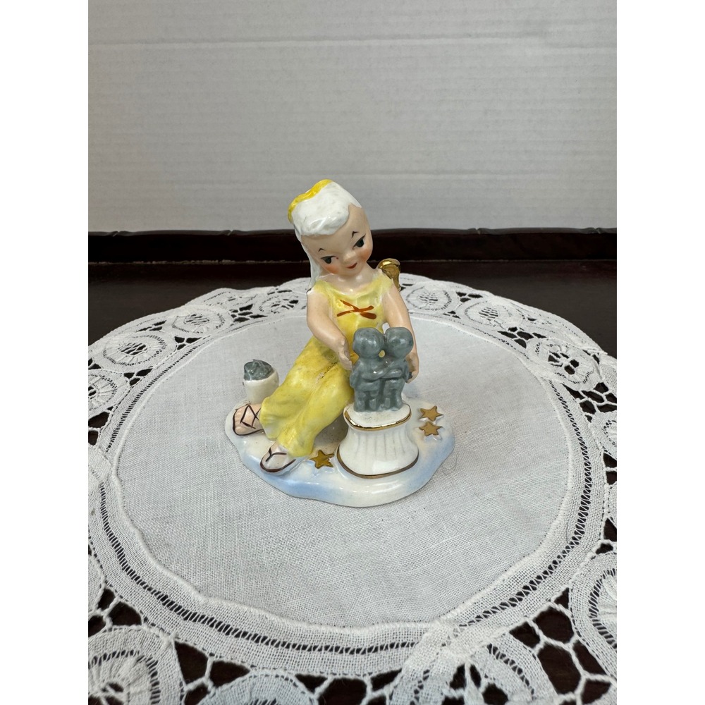 Vintage Napco‎ Gemini Your Lucky Star Guardian Angel Figurine Yellow S980